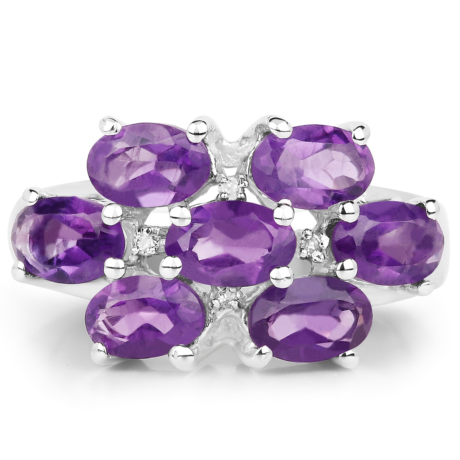 3.05 Carat Genuine  Amethyst and White Topaz .925 Sterling Silver Ring Bids.com