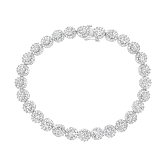 14K White Gold 3-3/4 Cttw Round-Brilliant Cut Diamond 7-1/4" Round Cluster Links Tennis Bracelet (I-J Color, SI2-I1 Clarity) Bids.com
