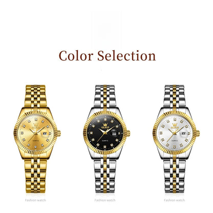 Women's Gold Stainless Steel Watch 33mm Luminous Date BandsCo Straps