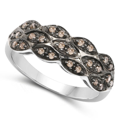 0.31 Carat Genuine Champagne Diamond .925 Sterling Silver Ring Bids.com