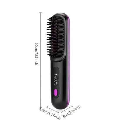 Portable Wireless Hair Straightener Comb – USB Rechargeable, 3-Speed, Negative Ion DailySale
