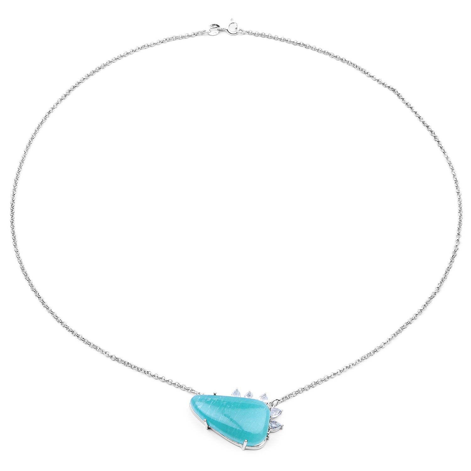 13.41 Carat Genuine Amazonite And White Topaz .925 Sterling Silver Pendant Bids.com