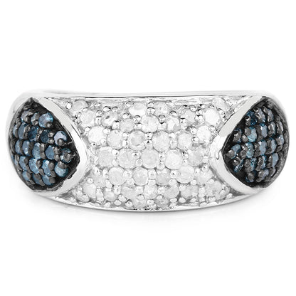 0.94 Carat Genuine Blue Diamond and White Diamond .925 Sterling Silver Ring Bids.com