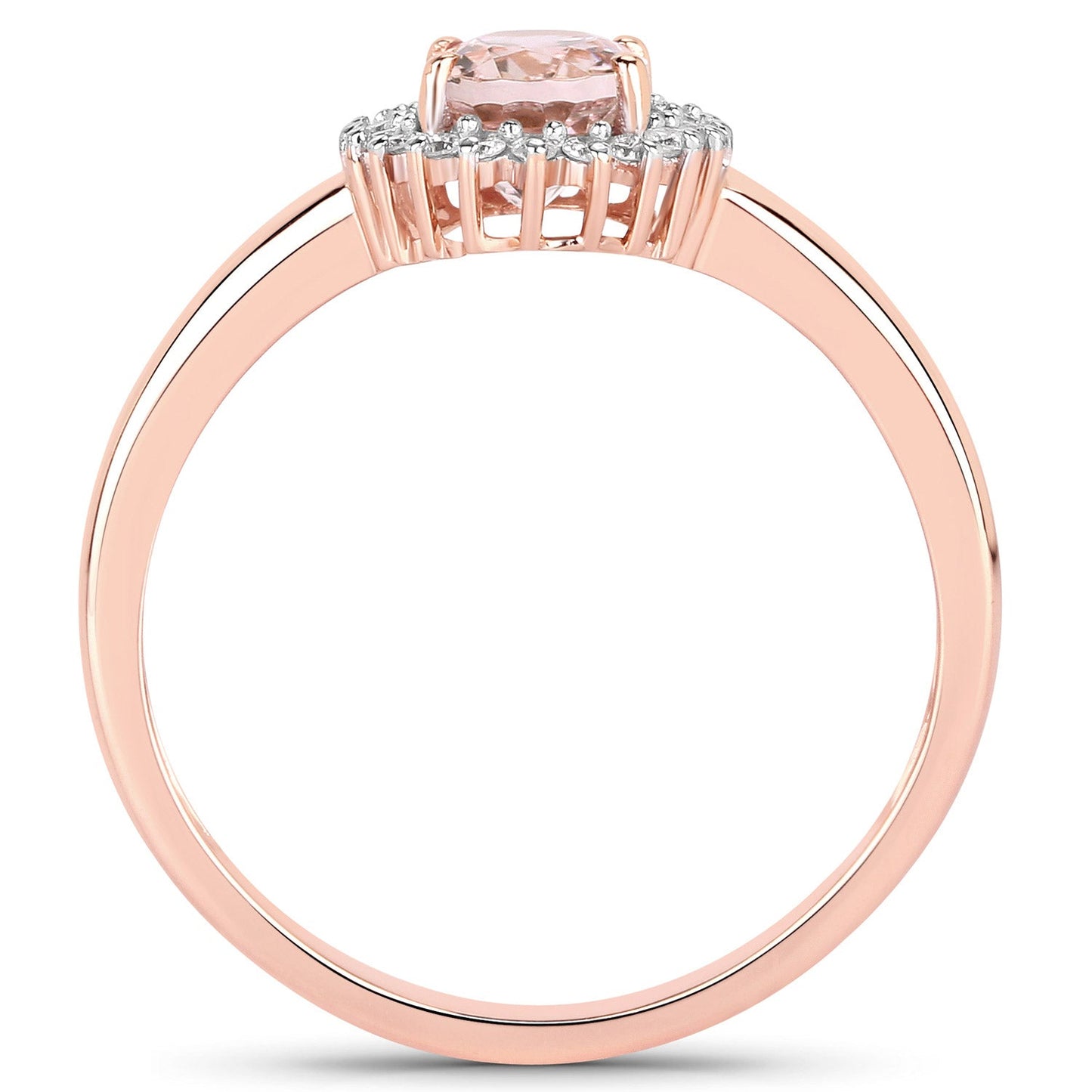 0.81 Carat Genuine Morganite and White Diamond 14K Rose Gold Ring Bids.com