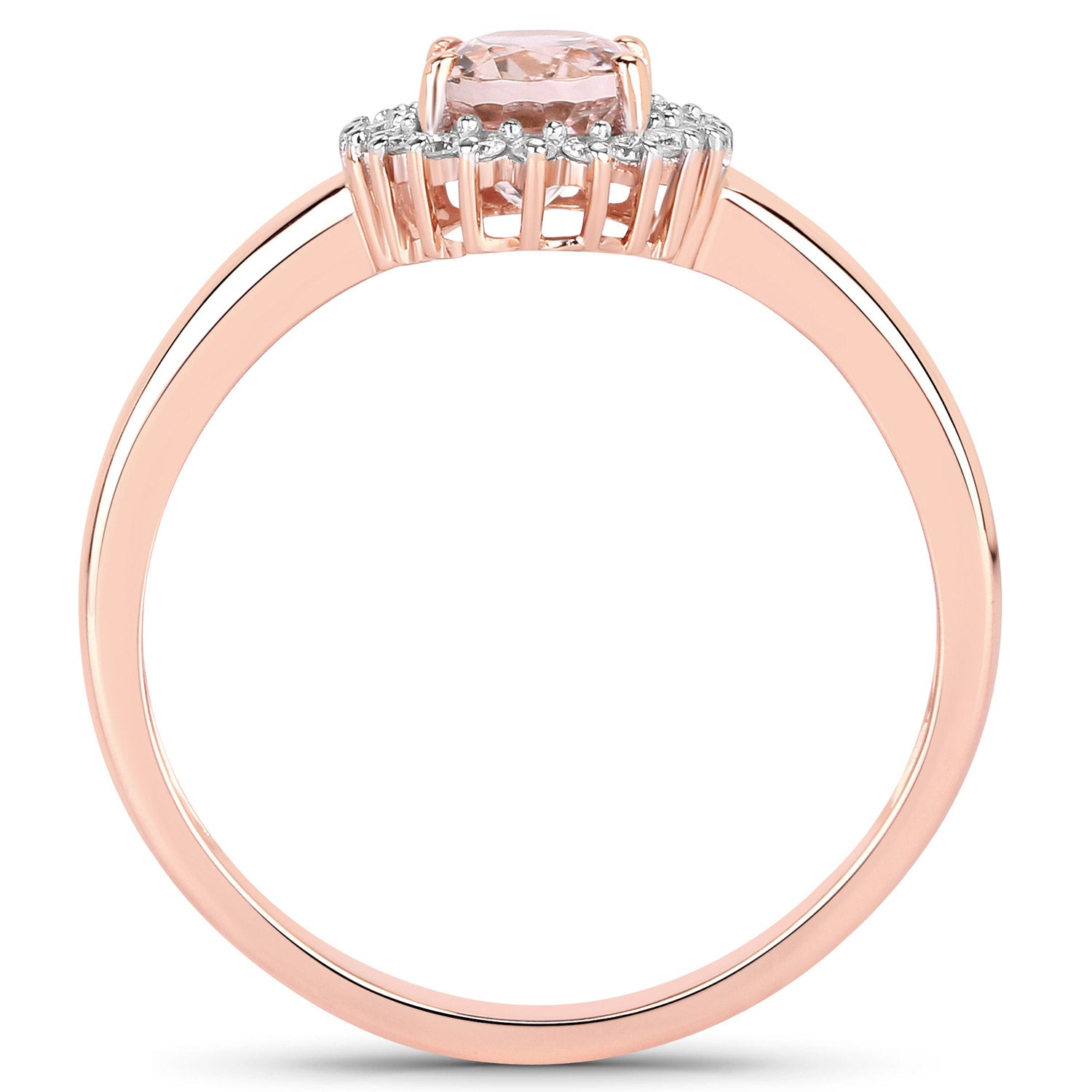 0.81 Carat Genuine Morganite and White Diamond 14K Rose Gold Ring Bids.com