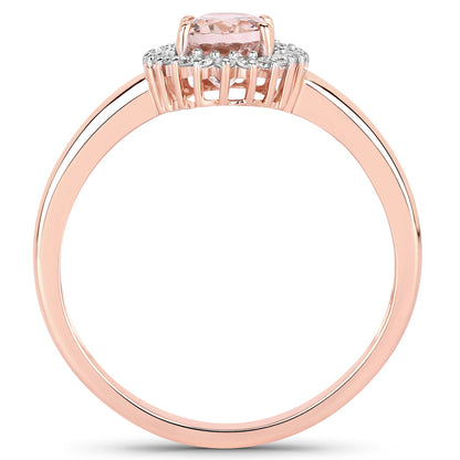 0.81 Carat Genuine Morganite and White Diamond 14K Rose Gold Ring Bids.com