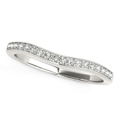 14k White Gold Curved Diamond Wedding Ring (1/4 cttw) Bids.com
