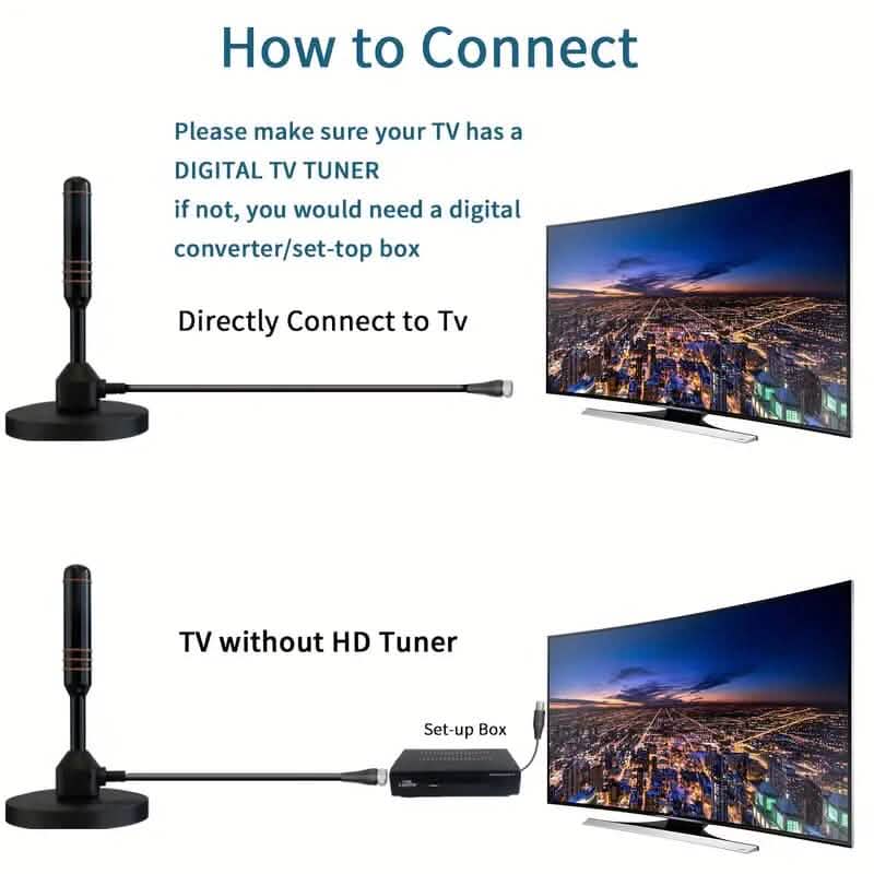 10ft Coax Cable HD Digital TV Antenna with Magnetic Base DailySale