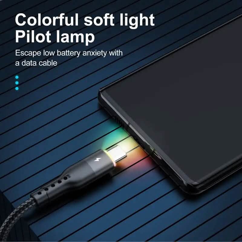 10Ft LED Fast Charging Type C Cable with High-Speed LED Indicator DailySale