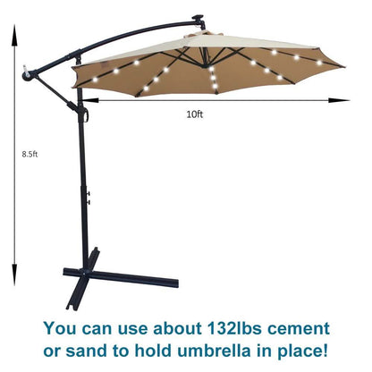 10ft Solar-Powered Patio Umbrella DailySale