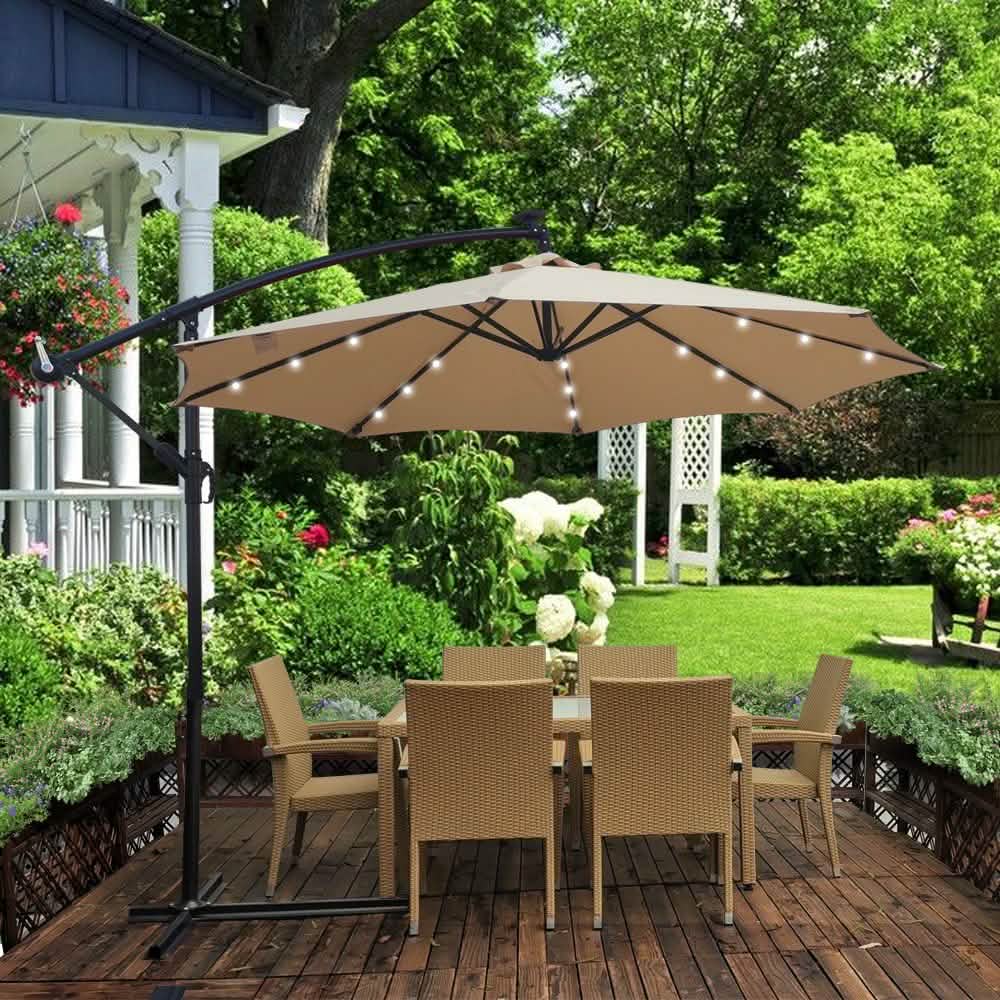 10ft Solar-Powered Patio Umbrella DailySale