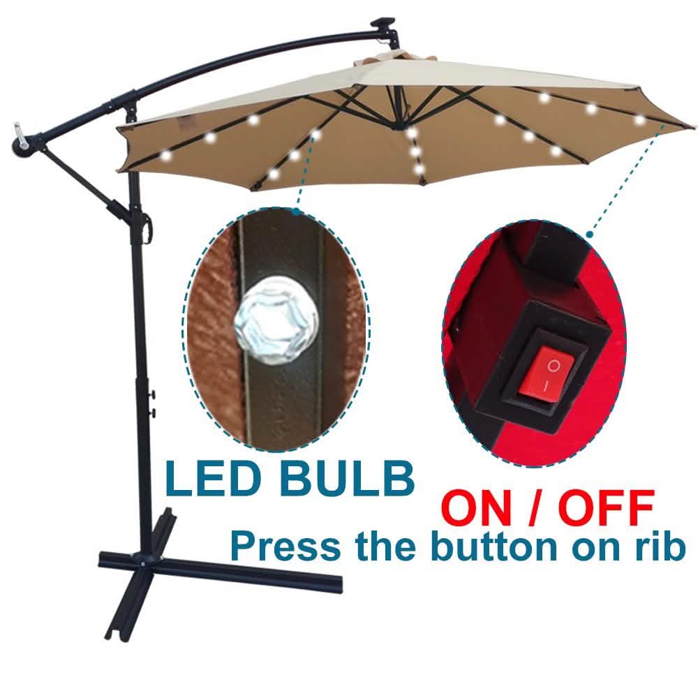 10ft Solar-Powered Patio Umbrella DailySale