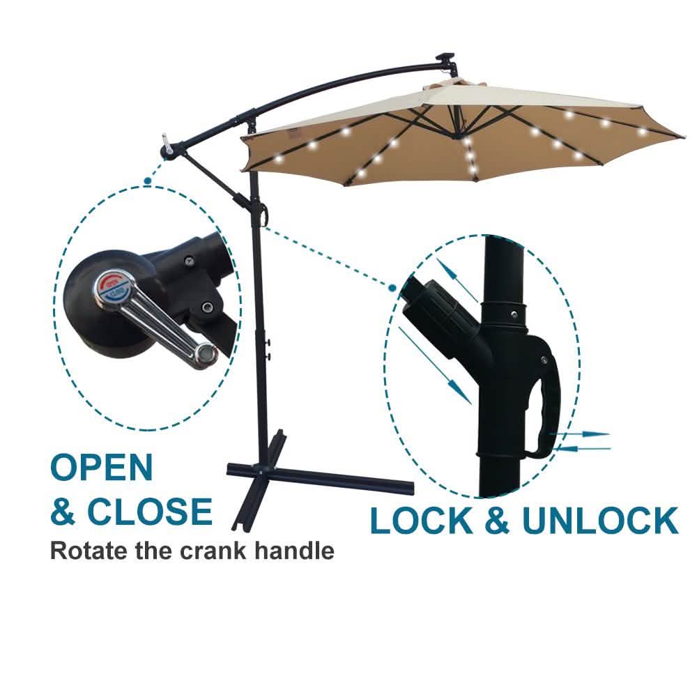 10ft Solar-Powered Patio Umbrella DailySale