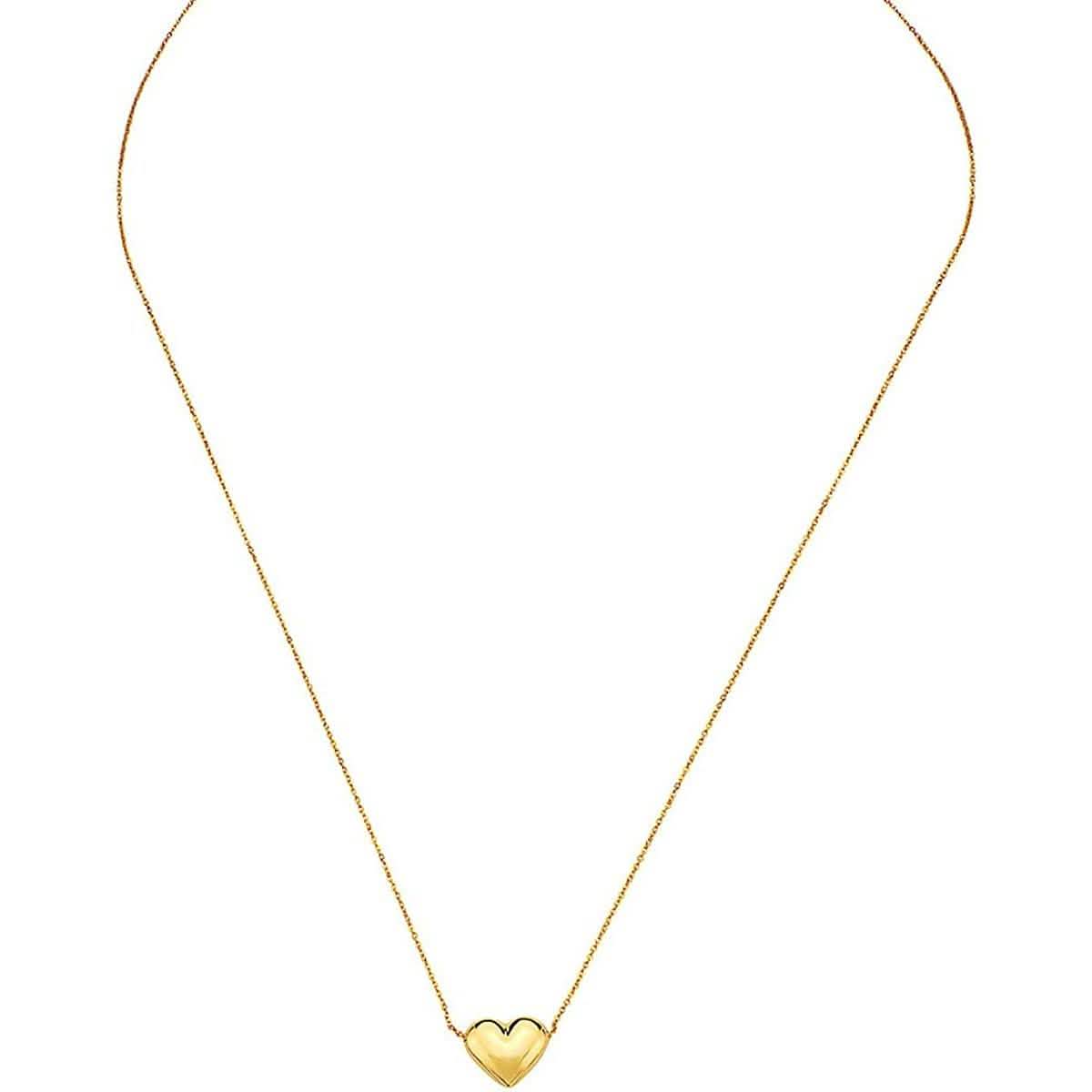 10K Gold Puffed Heart Necklace for Women Adjustable DailySale