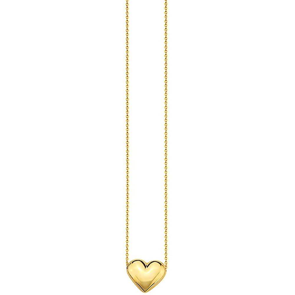 10K Gold Puffed Heart Necklace for Women Adjustable DailySale