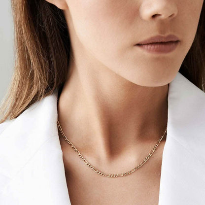 10K Solid Gold 3MM Italian Figaro Chain Link Pendant Necklace DailySale