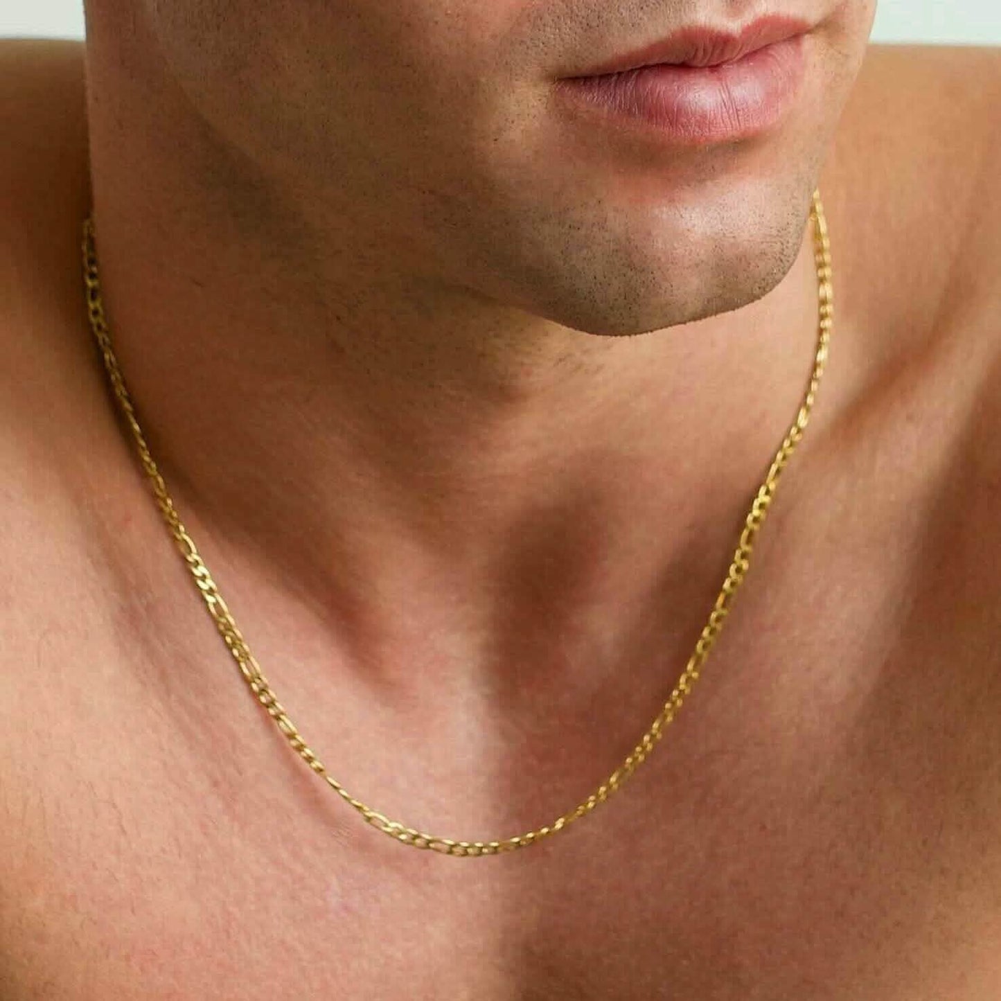 10K Solid Gold 3MM Italian Figaro Chain Link Pendant Necklace DailySale