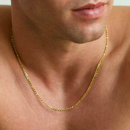 10K Solid Gold 3MM Italian Figaro Chain Link Pendant Necklace DailySale
