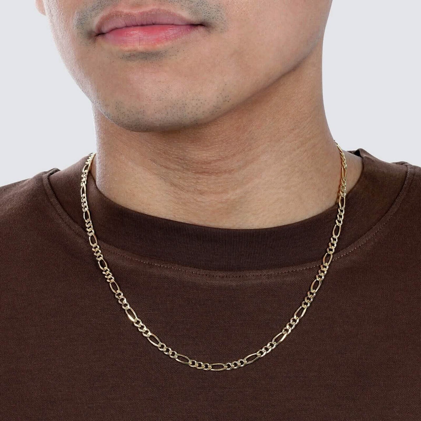 10K Solid Gold 3MM Italian Figaro Chain Link Pendant Necklace DailySale