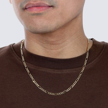 10K Solid Gold 3MM Italian Figaro Chain Link Pendant Necklace DailySale