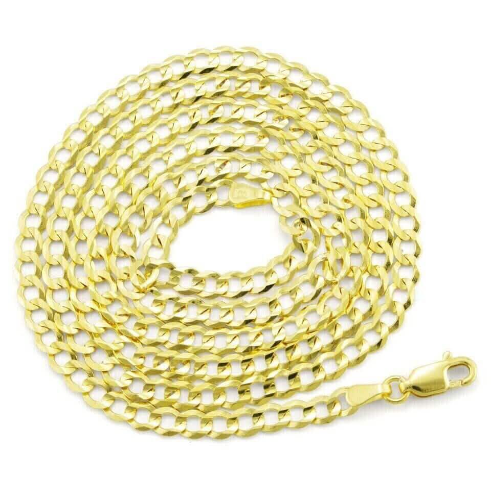 10K Solid Yellow Gold 4mm Cuban Curb Chain Link Necklace Lobster Clasp DailySale