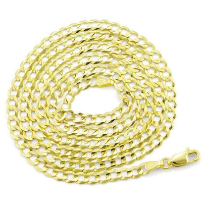 10K Solid Yellow Gold 4mm Cuban Curb Chain Link Necklace Lobster Clasp DailySale
