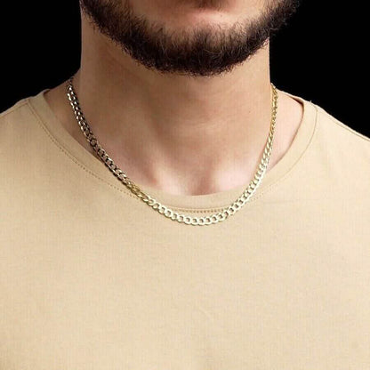 10K Solid Yellow Gold 4mm Cuban Curb Chain Link Necklace Lobster Clasp DailySale