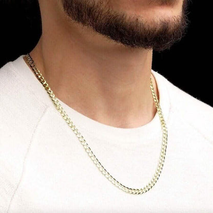 10K Solid Yellow Gold 4mm Cuban Curb Chain Link Necklace Lobster Clasp DailySale