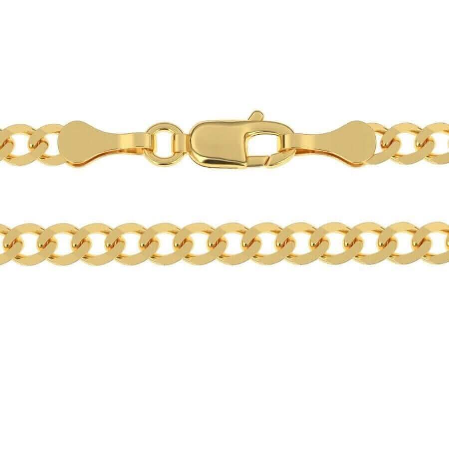 10K Solid Yellow Gold 4mm Cuban Curb Chain Link Necklace Lobster Clasp DailySale
