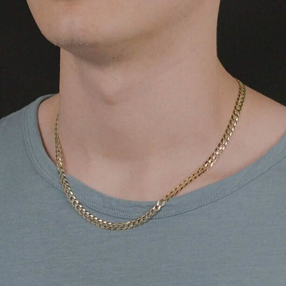 10K Solid Yellow Gold 4mm Cuban Curb Chain Link Necklace Lobster Clasp DailySale