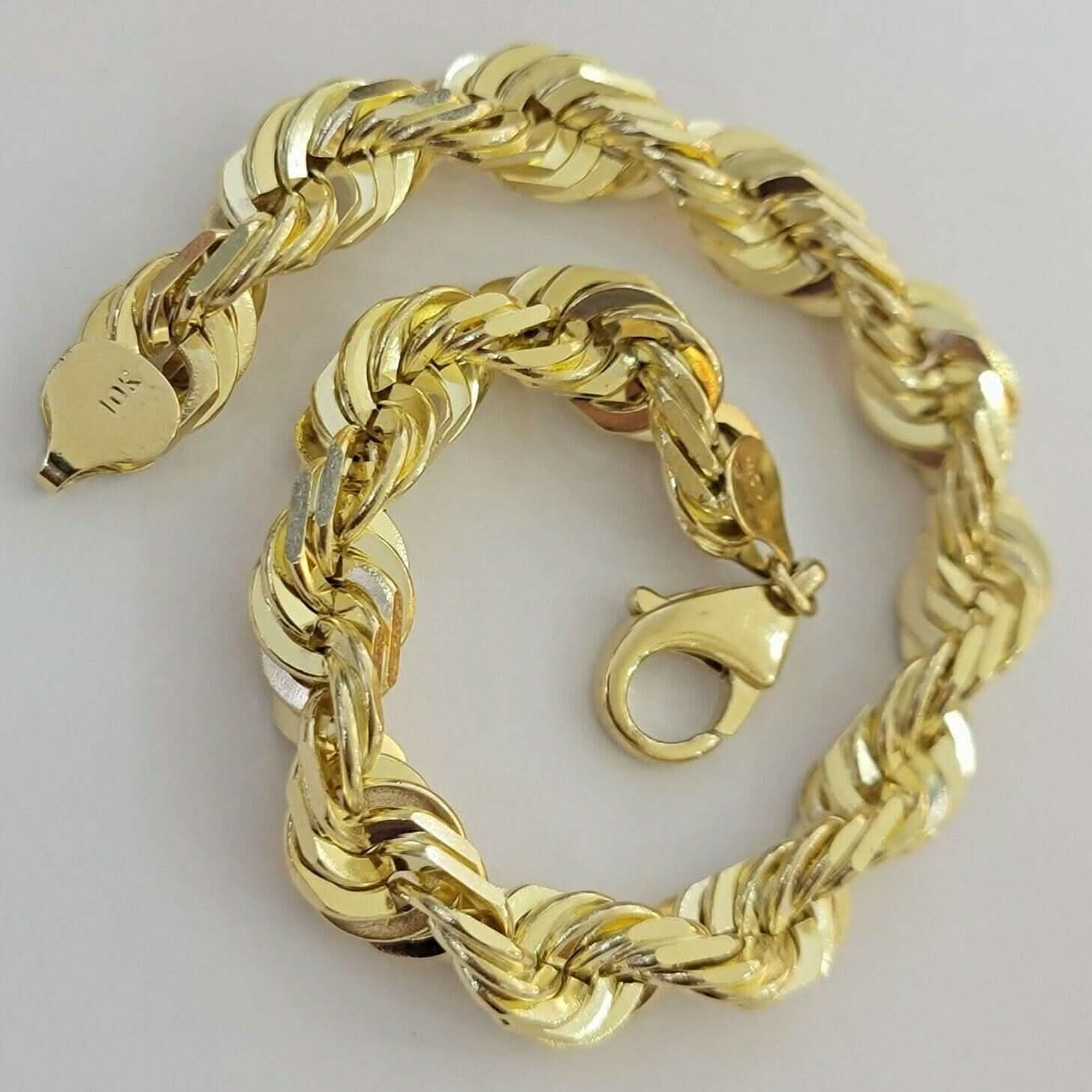 10K Solid Yellow Gold 8" 6MM Rope Bracelet DailySale