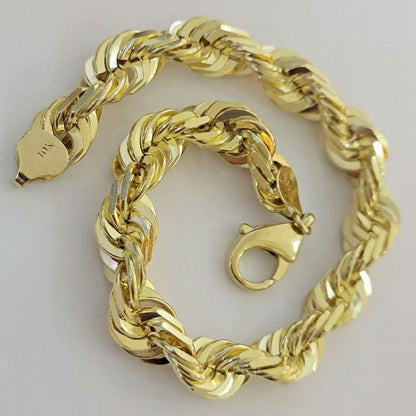 10K Solid Yellow Gold 8" 6MM Rope Bracelet DailySale