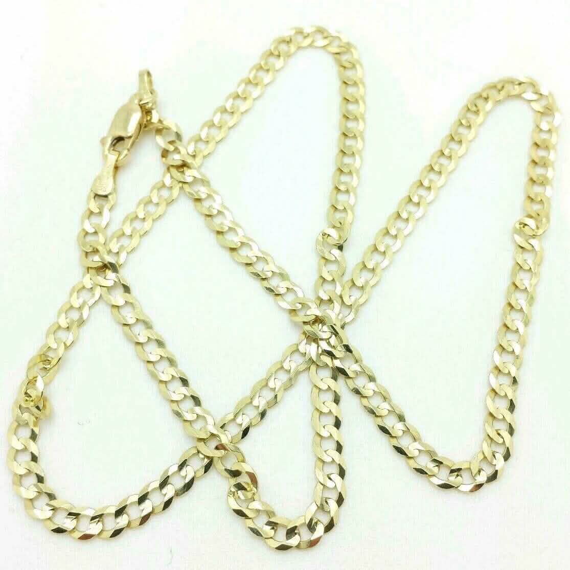 10K Solid Yellow Gold Cuban Chain 2.6mm Necklace DailySale