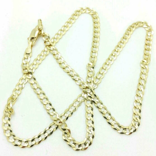 10K Solid Yellow Gold Cuban Chain 2.6mm Necklace DailySale