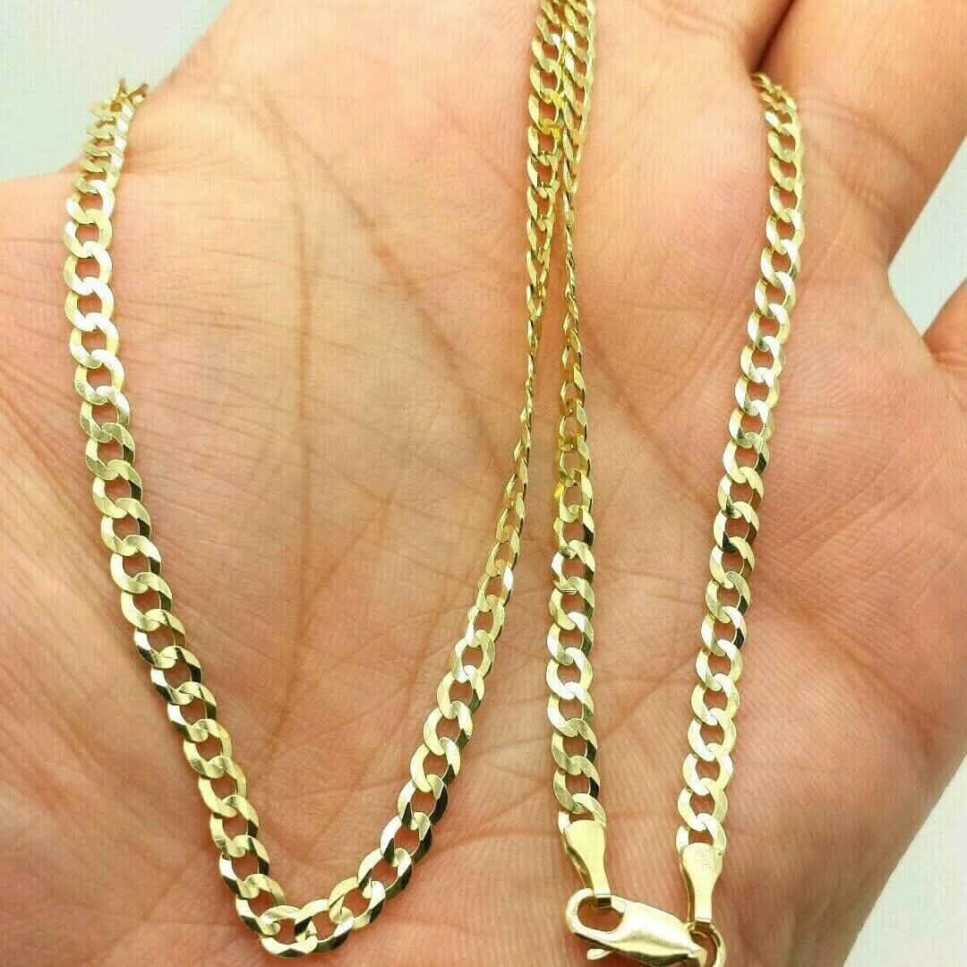 10K Solid Yellow Gold Cuban Chain 2.6mm Necklace DailySale