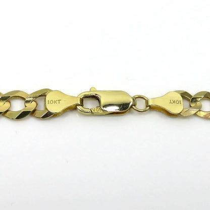 10K Solid Yellow Gold Curb Cuban Link Chain Pendant Necklace 7mm DailySale