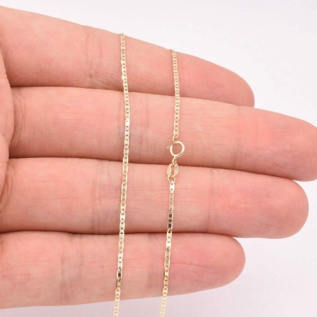 10K Solid Yellow Gold Mariner Anchor Link Chain Necklace DailySale