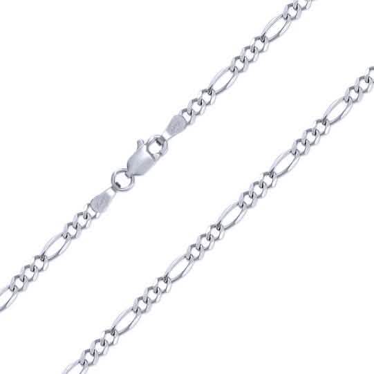 10K White Gold Men Women 2.5mm Solid Figaro Chain Pendant Necklace DailySale