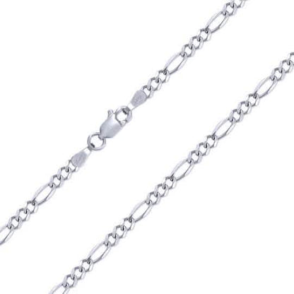 10K White Gold Men Women 2.5mm Solid Figaro Chain Pendant Necklace DailySale