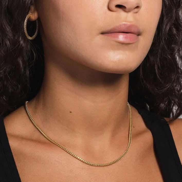 10K Yellow Gold 2MM Wheat Franco Box Chain Pendant Necklace DailySale
