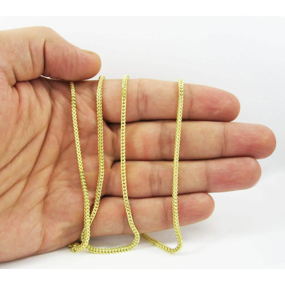10K Yellow Gold 2MM Wheat Franco Box Chain Pendant Necklace DailySale