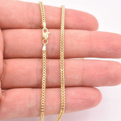 10K Yellow Gold 2MM Wheat Franco Box Chain Pendant Necklace DailySale