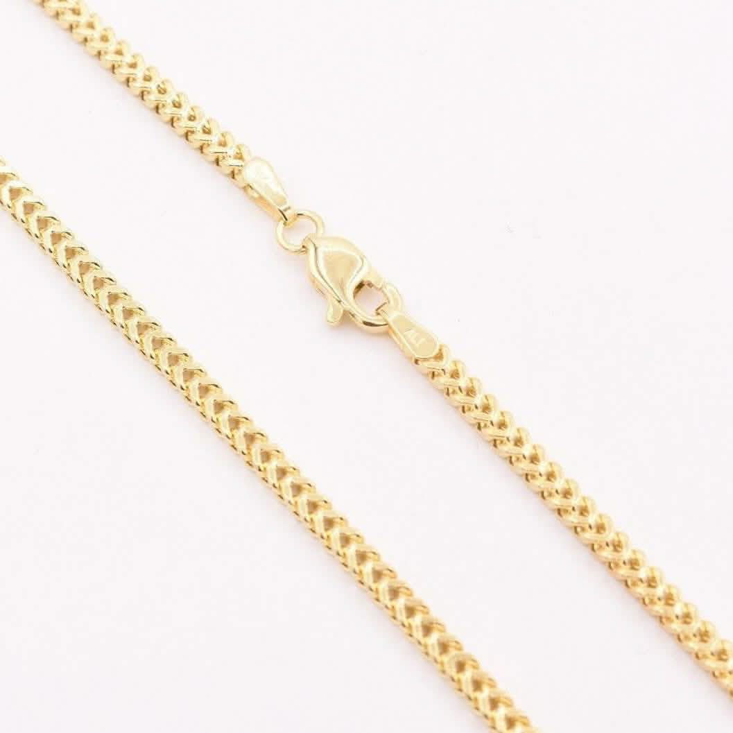 10K Yellow Gold 2MM Wheat Franco Box Chain Pendant Necklace DailySale