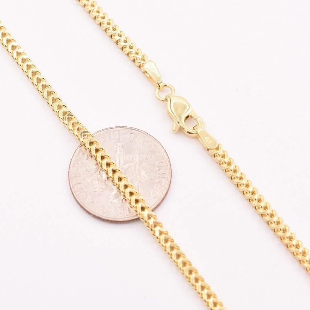 10K Yellow Gold 2MM Wheat Franco Box Chain Pendant Necklace DailySale