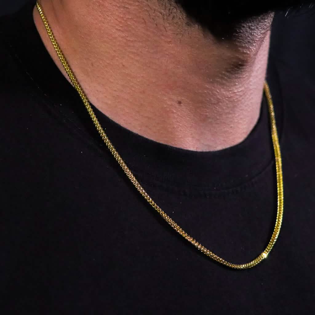 10K Yellow Gold 2MM Wheat Franco Box Chain Pendant Necklace DailySale