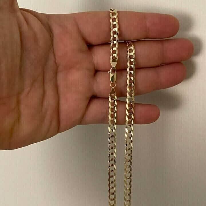 10k Yellow Gold 5MM Curb Chain Cuban Link Necklace 16"-30" Made In Italy DailySale