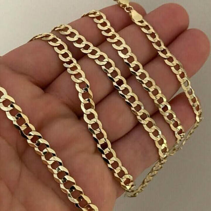 10k Yellow Gold 5MM Curb Chain Cuban Link Necklace 16"-30" Made In Italy DailySale