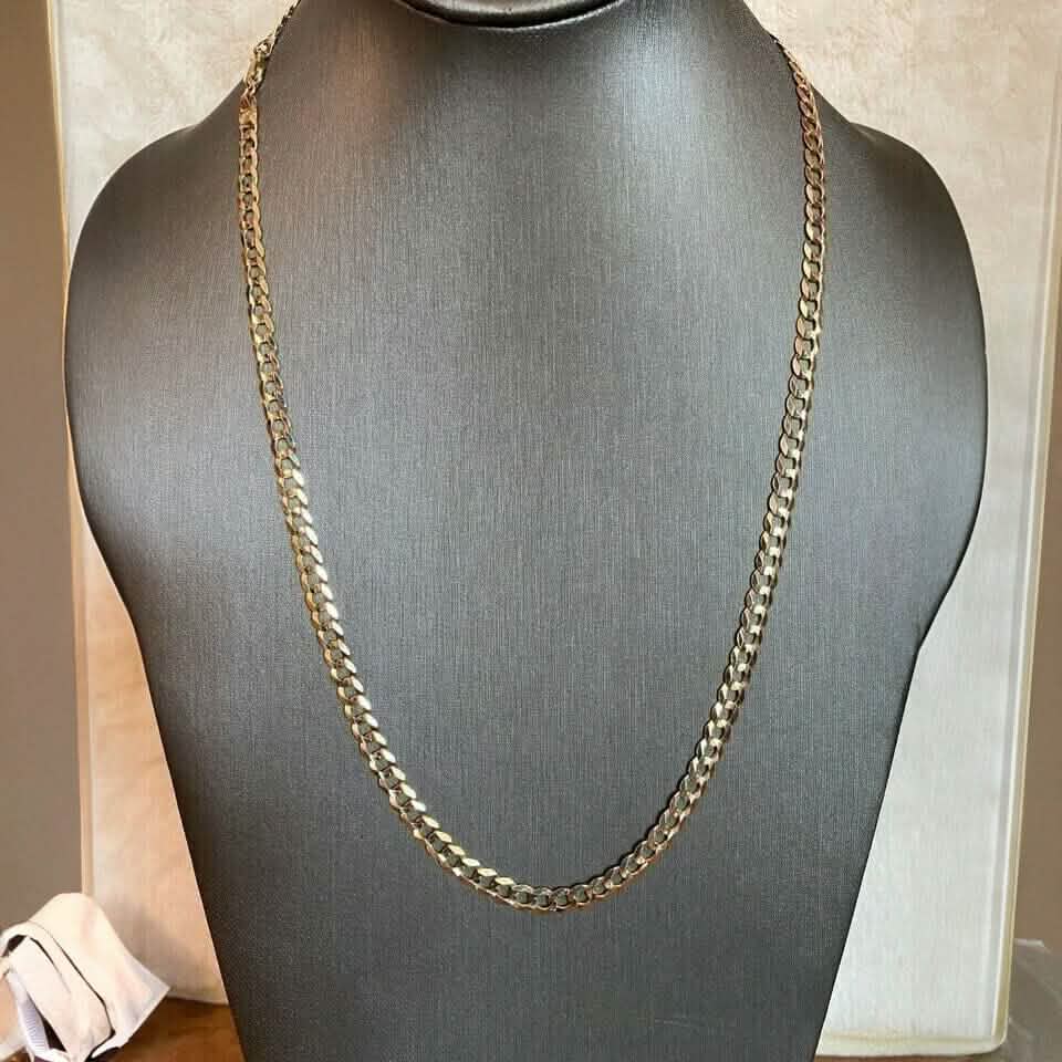 10k Yellow Gold 5MM Curb Chain Cuban Link Necklace 16"-30" Made In Italy DailySale