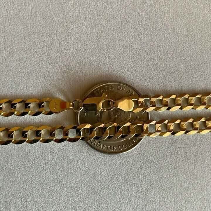 10k Yellow Gold 5MM Curb Chain Cuban Link Necklace 16"-30" Made In Italy DailySale