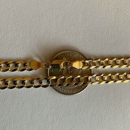 10k Yellow Gold 5MM Curb Chain Cuban Link Necklace 16"-30" Made In Italy DailySale